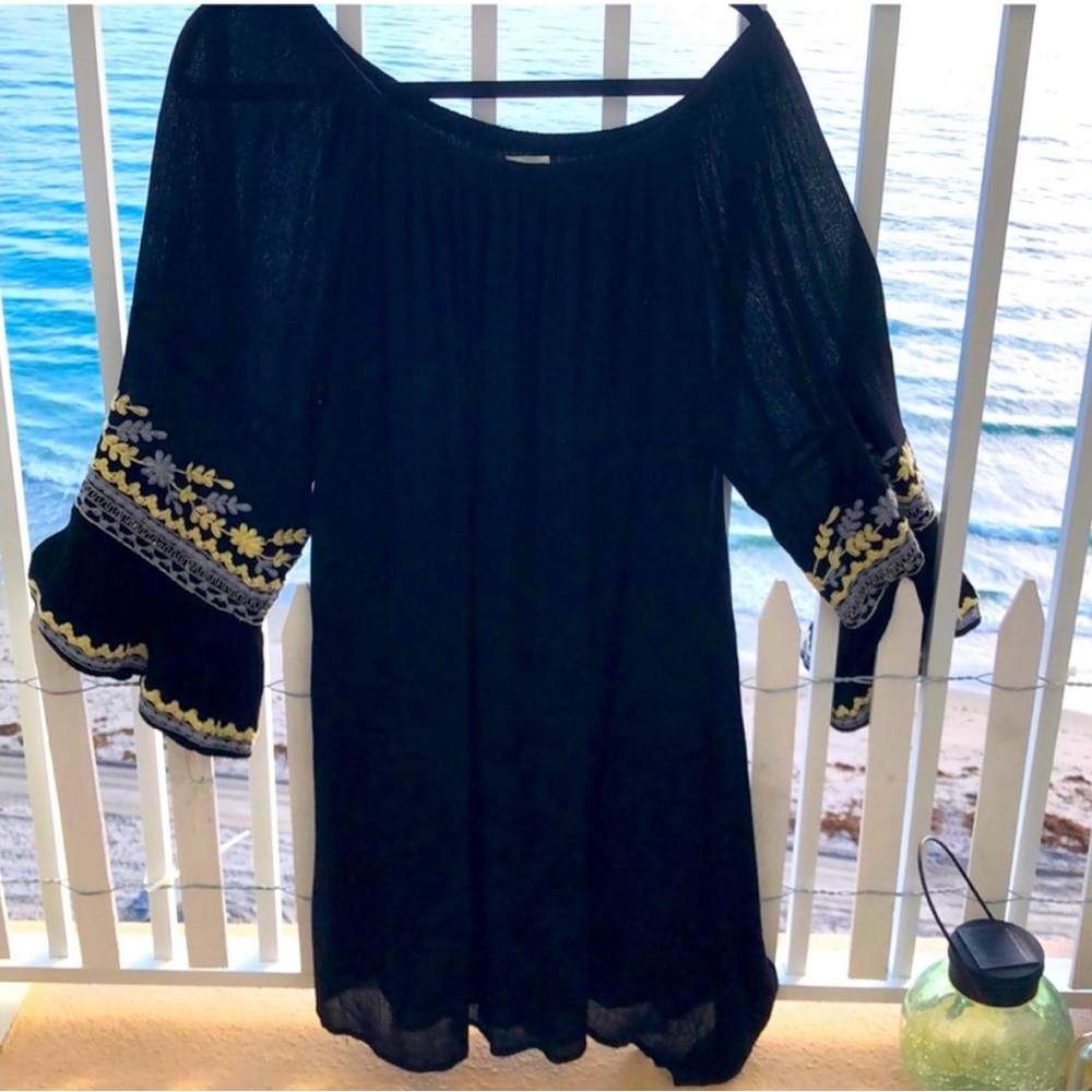 MAX STUDIO Embroidered Black Women's dress